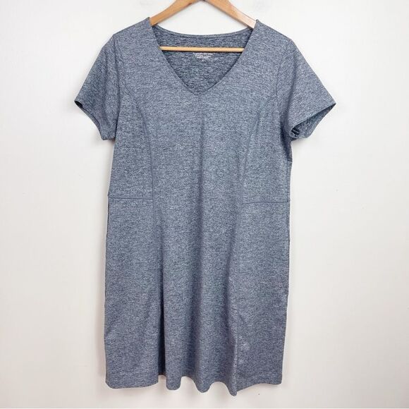 J. Jill Gray A-line Mini Dress with V-neck and Short Sleeves for Casual Work - Picture 3 of 9